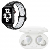 Samsung Uyumlu Galaxy Buds+ Beyaz Bluetooth Kulaklık Watch 7 Siyah Nike Akıllı Saat - 2