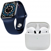 Pro 5 Beyaz Bluetooth Kulaklık Full Ekran Smartwatch Mavi Akıllı Saat - 2