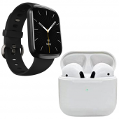 Pro 5 Beyaz Bluetooth Kulaklık Smartwatch Siyah Akıllı Saat - 2