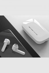 True Wireless Beyaz Kızaklı Bluetooth Kulaklık Version 5.0 Suya Dayanıklı Sürüm - 1