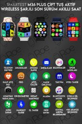 M36 Plus Pembe Çift Tuş Aktif Wireless Şarjlı Ekg Nabız Tansiyon Ölçer Suya Dayanıklı Ios android Uyumlu thumbnail 1