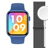 GW67 Plus Series 7 Çift Kordon Modern Titreşim Özelikli Akıllı Saat Mavi thumbnail 2