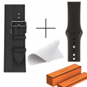 Watch Hermes 44MM Akıllı Saat Siyah Çift Kordon Temizleme Bezi Hediyeli Set thumbnail 5