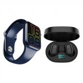 Full Ekran Smartwatch Mavi Akıllı Saat ve Airdots Pro 3 Göstergeli Bluetooth Kulaklık - 2