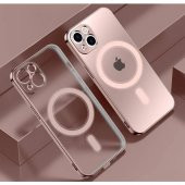 Apple iPhone 13 Uyumlu Kılıf Magsafe Wireles Şarj Özellikli Şeffaf Kapak - 1