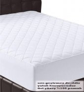 Çift Kişilik Kapıtoneli Fitted Yatak Koruyucu Sıvı Geçirmez Alez  Beyaz 100Pamuklu 160x200Cm Ebat - 5