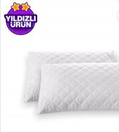 Sıvı Geçirmez Yastık  Alezi  2  Adet  Kapitoneli Fermuarlı  Beyaz  Yastık Koruyucu Kılıfı  Pamuklu 50 x 70 CM - 4