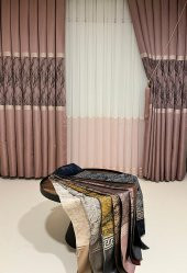 NİVEMESHOME REİNA PEMBE/GOLD 1/3 SIK PİLE TÜL PERDE APM - 4