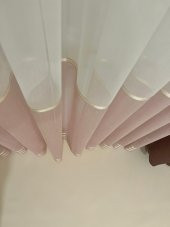 NİVEMESHOME REİNA PEMBE/GOLD 1/3 SIK PİLE TÜL PERDE APM - 6