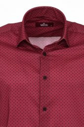 Bordo Desenli Slim Fit Gömlek - 3