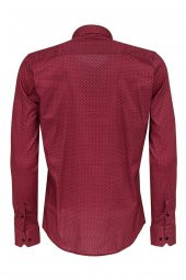 Bordo Desenli Slim Fit Gömlek - 6