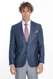 Desenli Slim Fit Lacivert Erkek Ceket - 9