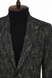 Desenli Slim Fit Spor Siyah Erkek Ceket - 2