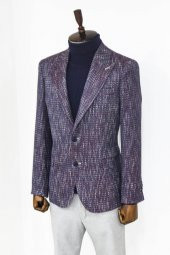 Desenli Slim Fit Spor Mor Erkek Ceket - 5