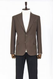 Desensiz Slim Fit Spor Kahverengi Erkek Ceket - 1