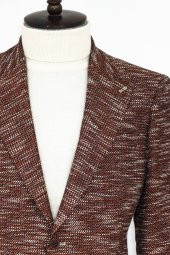 Desenli Slim Fit Spor Kahverengi Erkek Ceket - 2