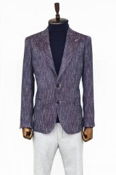 Desenli Slim Fit Spor Mor Erkek Ceket - 4