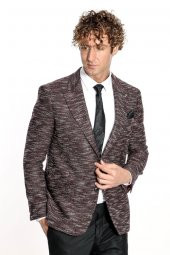 Desenli Slim Fit Spor Bordo Erkek Ceket - 1