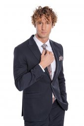 Desensiz İki Parça Slim Fit Koyu Lacivert Erkek Takım Elbise - 2