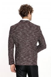 Desenli Slim Fit Spor Bordo Erkek Ceket - 9