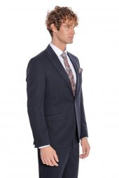 Desensiz İki Parça Slim Fit Koyu Lacivert Erkek Takım Elbise - 4