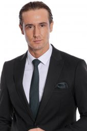 Desensiz İki Parça Slim Fit Siyah Erkek Takım Elbise - 1