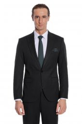 Desensiz İki Parça Slim Fit Siyah Erkek Takım Elbise - 8