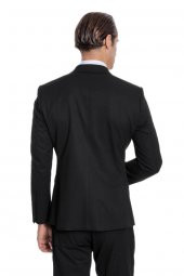 Desensiz İki Parça Slim Fit Siyah Erkek Takım Elbise - 10