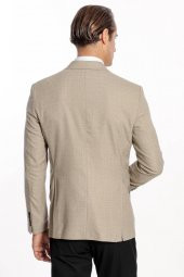 Desenli Slim Fit Krem Erkek Ceket - 9