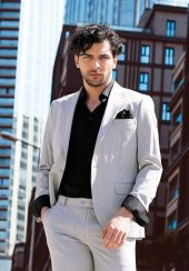 İki Parça Slim Fit Gri Erkek Takım Elbise - 2