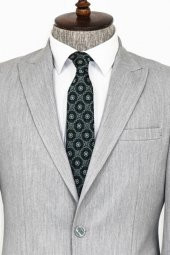 İki Parça Slim Fit Gri Erkek Takım Elbise - 3