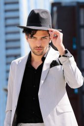İki Parça Slim Fit Gri Erkek Takım Elbise - 1