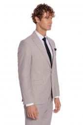 İki Parça Çizgili Slim Fit Gri Erkek Takım Elbise - 10
