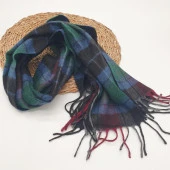 Kare Desenli Yeşil Bordo Mavi Renk Erkek Atkı - 3