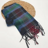 Kare Desenli Yeşil Bordo Mavi Renk Erkek Atkı - 6