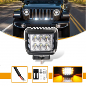 Off Road Led Lamba Delici Yayıcı Beyaz Turuncu Flaşlı Kare Sis Farı Projektör 45W 12 Led Metal Arazi Çalışma Lambası 1 Adet - 1