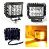 Off Road Led Lamba Delici Yayıcı Beyaz Turuncu Flaşlı Kare Sis Farı Projektör 45W 12 Led Metal Arazi Çalışma Lambası 1 Adet - 2