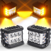 Off Road Led Lamba Delici Yayıcı Beyaz Turuncu Flaşlı Kare Sis Farı Projektör 45W 12 Led Metal Arazi Çalışma Lambası 1 Adet - 5