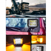 Off Road Led Lamba Delici Yayıcı Beyaz Turuncu Flaşlı Kare Sis Farı Projektör 45W 12 Led Metal Arazi Çalışma Lambası 1 Adet - 8