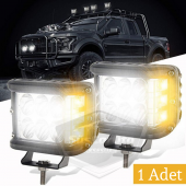 Off Road Led Lamba Delici Yayıcı Beyaz Turuncu Flaşlı Kare Sis Farı Projektör 45W 12 Led Metal Arazi Çalışma Lambası 1 Adet - 10