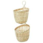 2'li Set Bambu Sepet Asılabilir Düzenleyici MeridyenDukkan 20x57x20 Cm Natürel Sepet-Kutu - 1