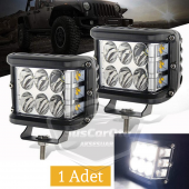 Off Road Led Lamba Delici Yayıcı Beyaz-Beyaz Flaşlı Kare Sis Farı Projektör 45W 12 Led Metal Arazi Çalışma Lambası 1 Adet - 1