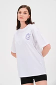 Beyaz Baskılı Oversize T-Shirt - 3