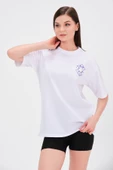 Beyaz Baskılı Oversize T-Shirt - 4