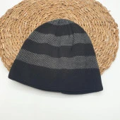 Beyaz Çizgili Siyah Renk Erkek Bere - 3