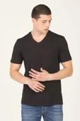 %100 Pamuk Basic 2'li Erkek T-Shirt Siyah/Beyaz - 2