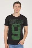 %100 Pamuklu Kabartma Baskılı Bisiklet Yaka Erkek T-Shirt - 9