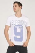 %100 Pamuklu Kabartma Baskılı Bisiklet Yaka Erkek T-Shirt - 4