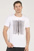 %100 Pamuk Soyut Baskılı Bisiklet Yaka Erkek T-Shirt - 10