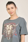 Antrasit Baskılı T-shirt - 5